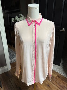 {J. Crew} 100% Silk Pink Long Sleeve Button Down Dress Shirt WSH31